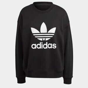 Adidas Trefoil Crew Sweatshirt, Black, Women's Size Small